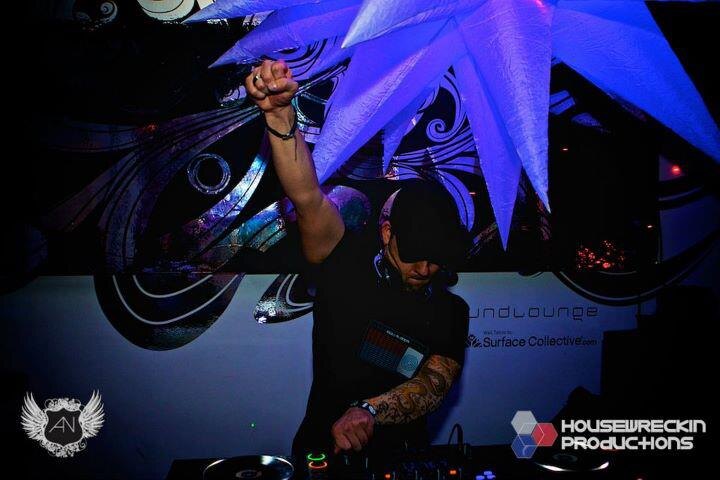 Behind the decks